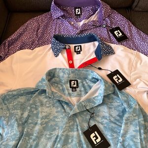 3 men's NWT FJ size LG golf shirts.